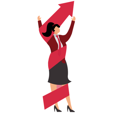 Mujer de negocios con crecimiento exitoso y desarrollo personal  Ilustración
