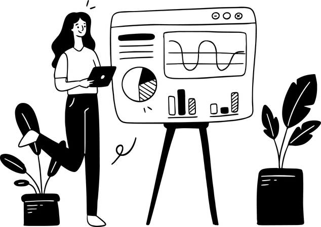 Mujer de negocios dando presentación  Ilustración