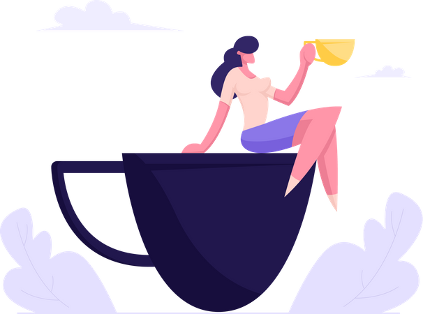 Mujer de negocios en pausa para el café  Ilustración