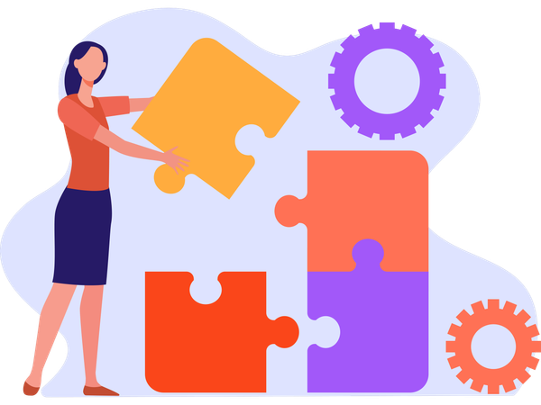 Mujer de negocios encontrando solución a problemas  Ilustración
