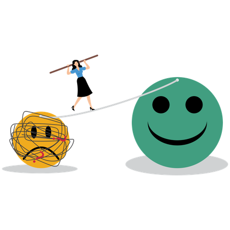 Mujer de negocios equilibrando su estado de ánimo  Illustration