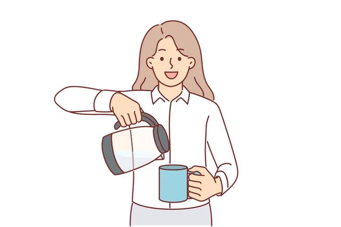 La mujer de negocios está sirviendo té  Ilustración