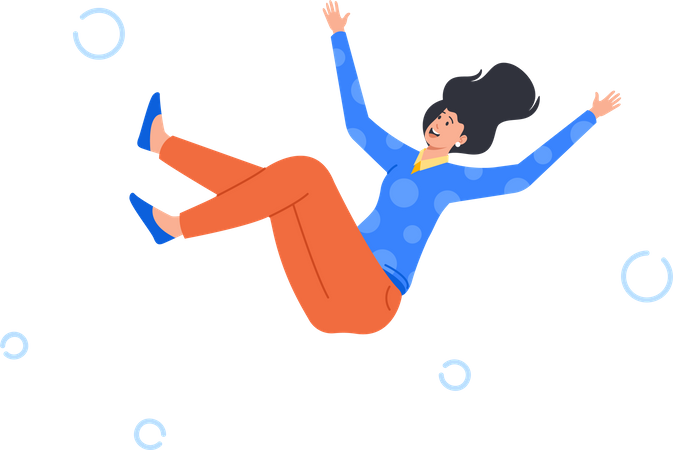 Mujer de negocios feliz en el aire  Ilustración