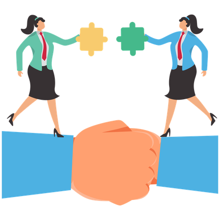 Mujer de negocios haciendo colaboración empresarial  Ilustración