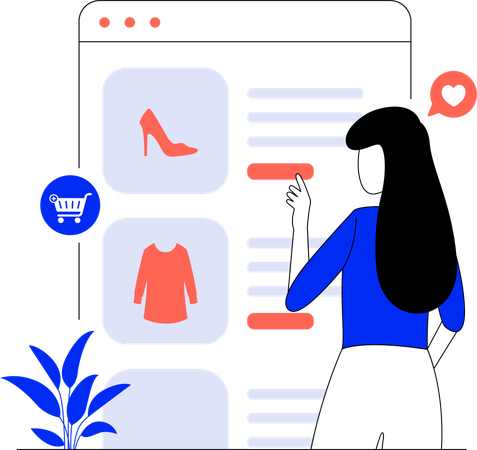 Mujer de negocios haciendo compras de calzado  Illustration