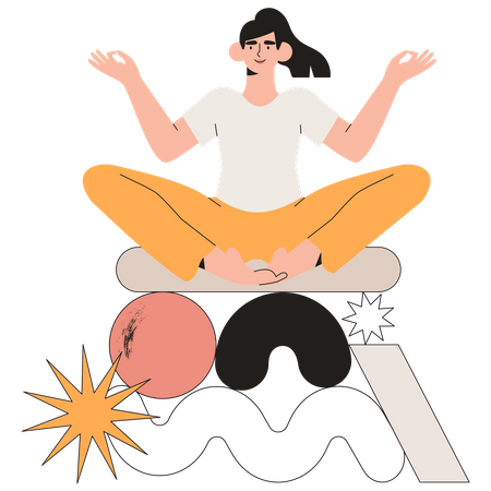Mujer de negocios haciendo meditación de yoga  Ilustración