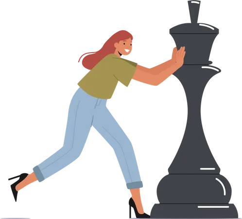 Mujer de negocios jugar al ajedrez  Ilustración