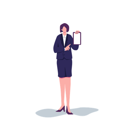 Mujer de negocios mostrando papel  Ilustración