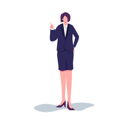 Mujer de negocios señalando con el dedo hacia arriba  Ilustración