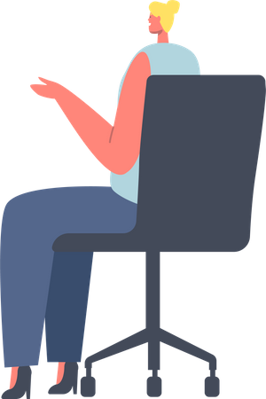 Empresaria sentada en la silla de oficina  Ilustración