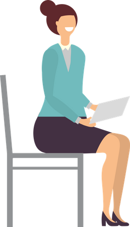 Mujer de negocios sentada en una silla con informe  Ilustración