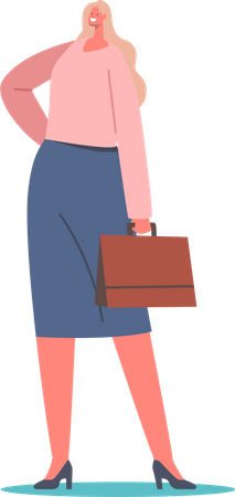 Mujer de negocios, tenencia, maletín  Ilustración