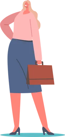 Mujer de negocios, tenencia, maletín  Ilustración
