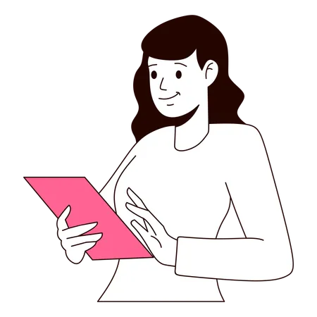 Mujer de negocios, tenencia, portapapeles  Ilustración