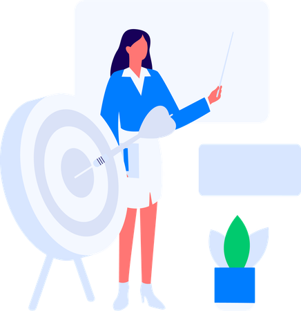 Mujer de negocios trabajando en análisis de datos  Ilustración