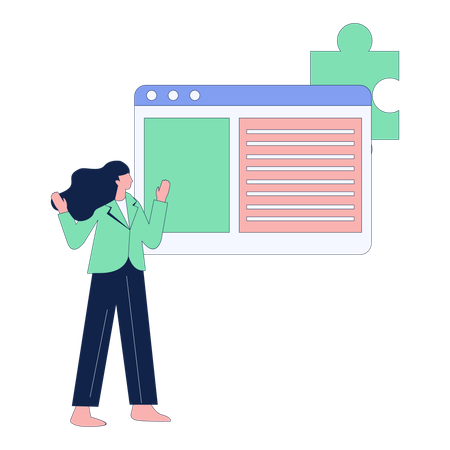 Mujer de negocios trabajando en la planificación de tareas  Ilustración