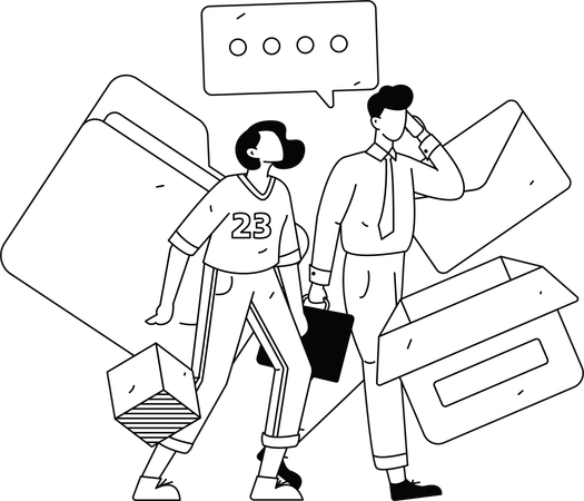 Mujer de negocios trabajando en la computadora portátil  Ilustración