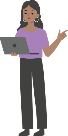 Mujer de negocios usando laptop  Ilustración