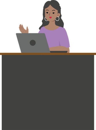 Mujer de negocios usando laptop  Ilustración