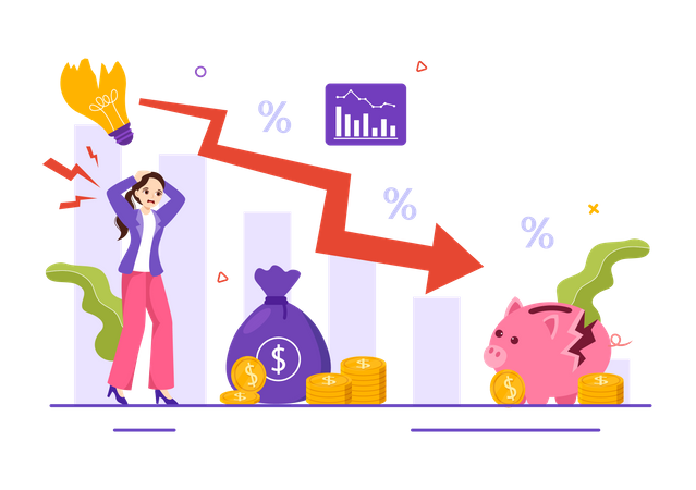 Empresaria en pérdida financiera  Ilustración