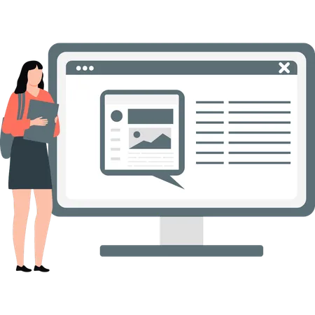 Mujer de pie junto al monitor  Illustration