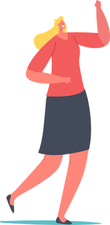 Mujer de pie y levantando la mano  Ilustración