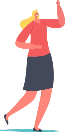 Mujer de pie y levantando la mano  Ilustración