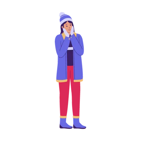 Mujer Gente Vestida De Invierno Coleccion De Personas De Invierno Ilustracion De Diseno Plano Ilustración