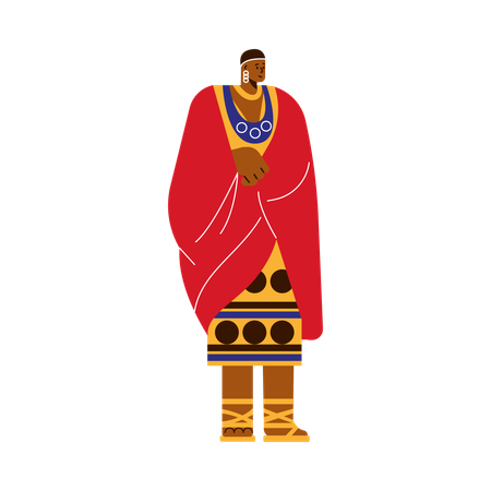 Mujer de una tribu africana con ropa tradicional  Ilustración
