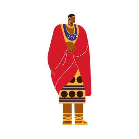 Mujer de una tribu africana con ropa tradicional  Ilustración