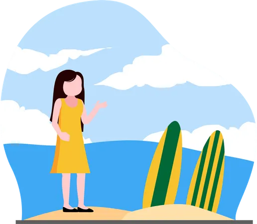 Mujer de vacaciones  Ilustración