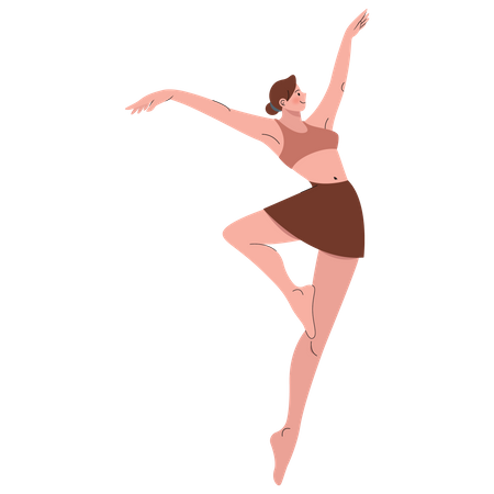 Mujer delgada bailando ballet  Ilustración