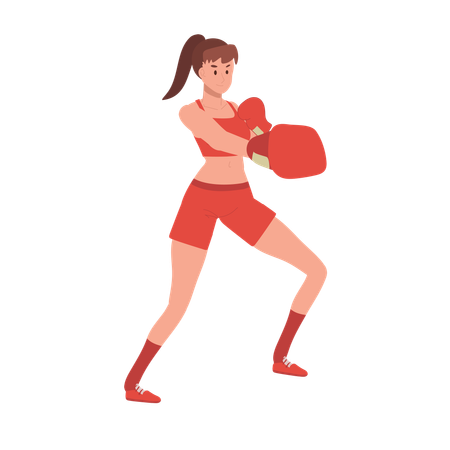 Mujer deportiva activa boxeo  Ilustración