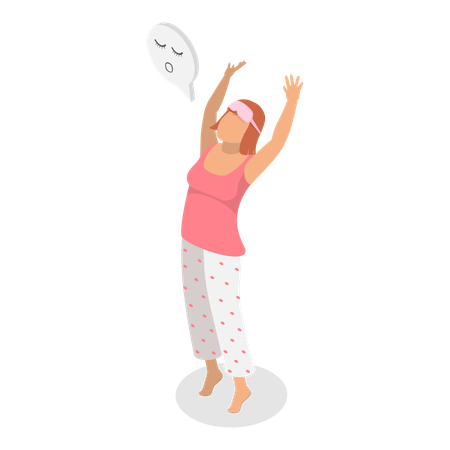 Mujer despertándose por la mañana  Ilustración