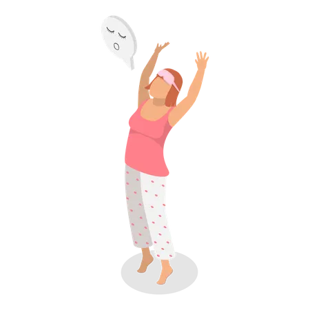 Mujer despertándose por la mañana  Ilustración