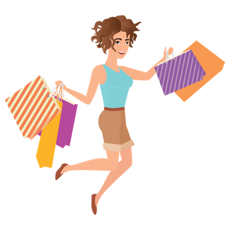 Mujer después de ir de compras  Illustration