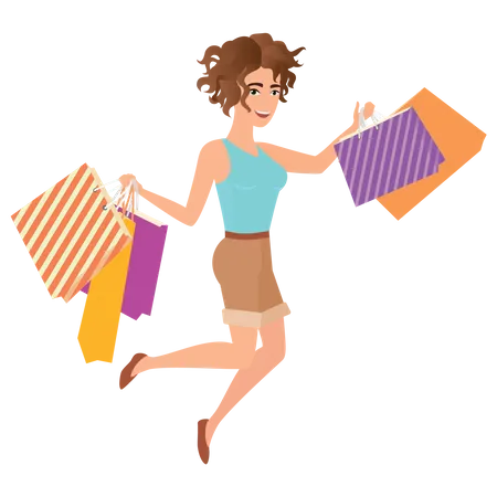 Mujer después de ir de compras  Illustration