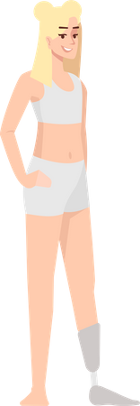 Mujer discapacitada con prótesis de pierna  Ilustración