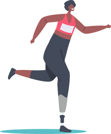 Mujer discapacitada corriendo un maratón  Ilustración