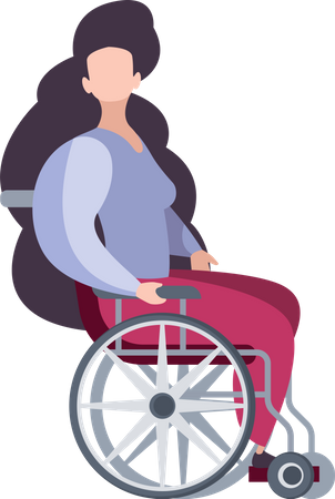 Mujer discapacitada en silla de ruedas  Ilustración