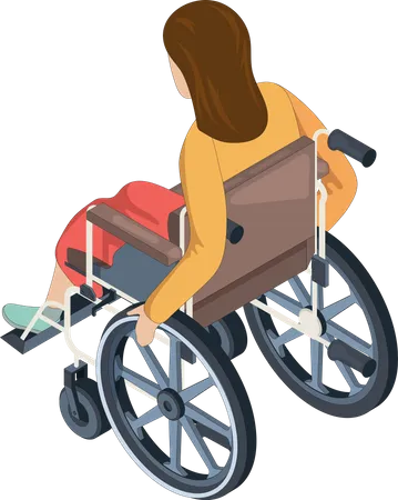 Mujer discapacitada sentada en silla de ruedas  Ilustración