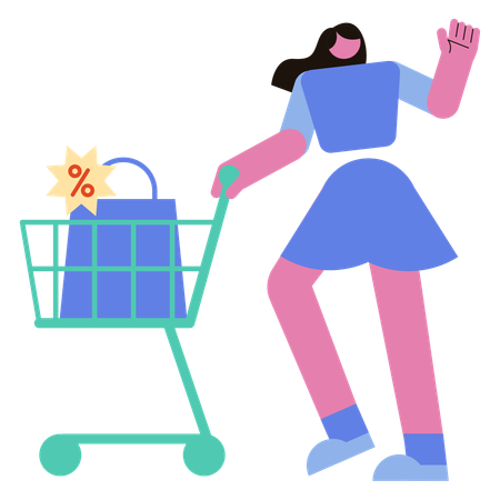 La mujer disfruta comprando  Ilustración