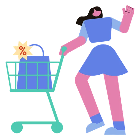 La mujer disfruta comprando  Ilustración