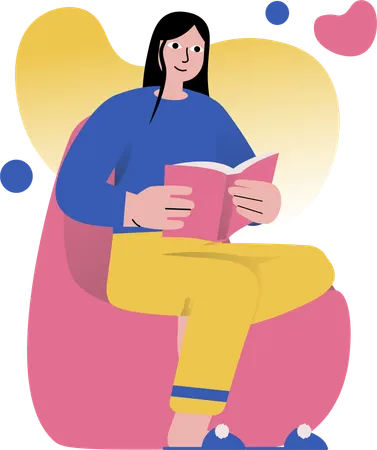 La mujer disfruta leyendo su libro  Ilustración