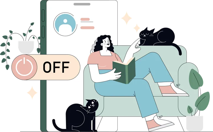 Mujer disfruta leyendo un libro en vacaciones  Ilustración