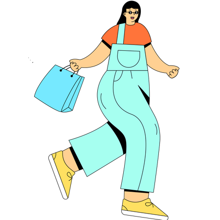 Mujer disfrutando de descuentos en compras  Illustration