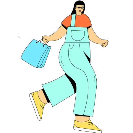 Mujer disfrutando de descuentos en compras  Illustration