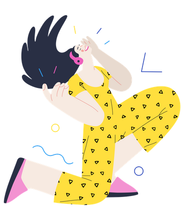 Mujer disfrutando de la música  Illustration