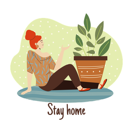 Mujer disfrutando de su descanso en casa  Ilustración