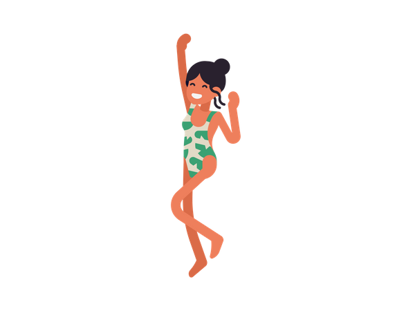 Mujer disfrutando de las vacaciones de verano  Ilustración